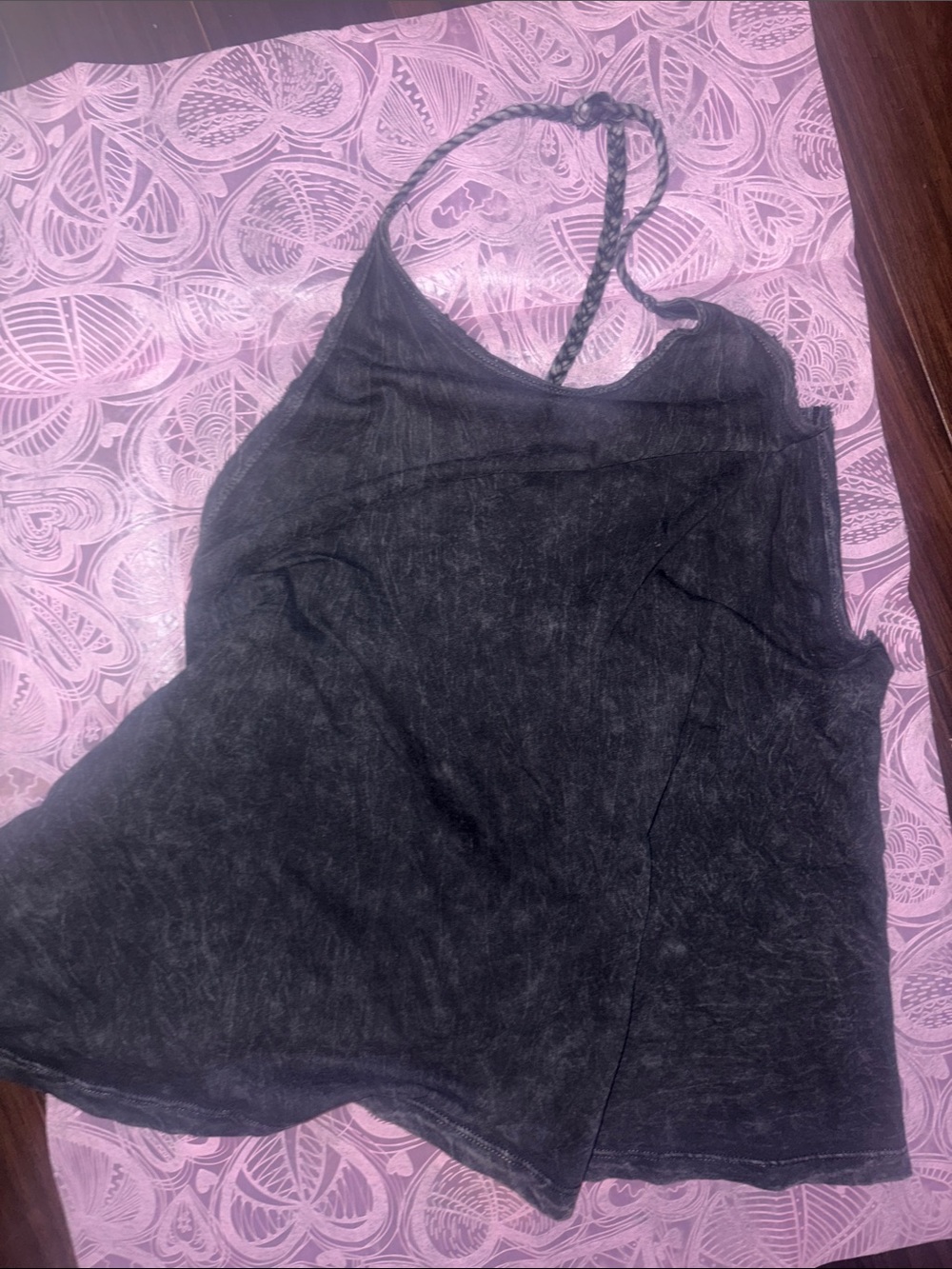 Black Braided-Strap Tank Top